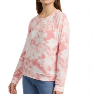 2LIV tie dye sweatshirt pink LARGE Pullover long sleeve boatneck